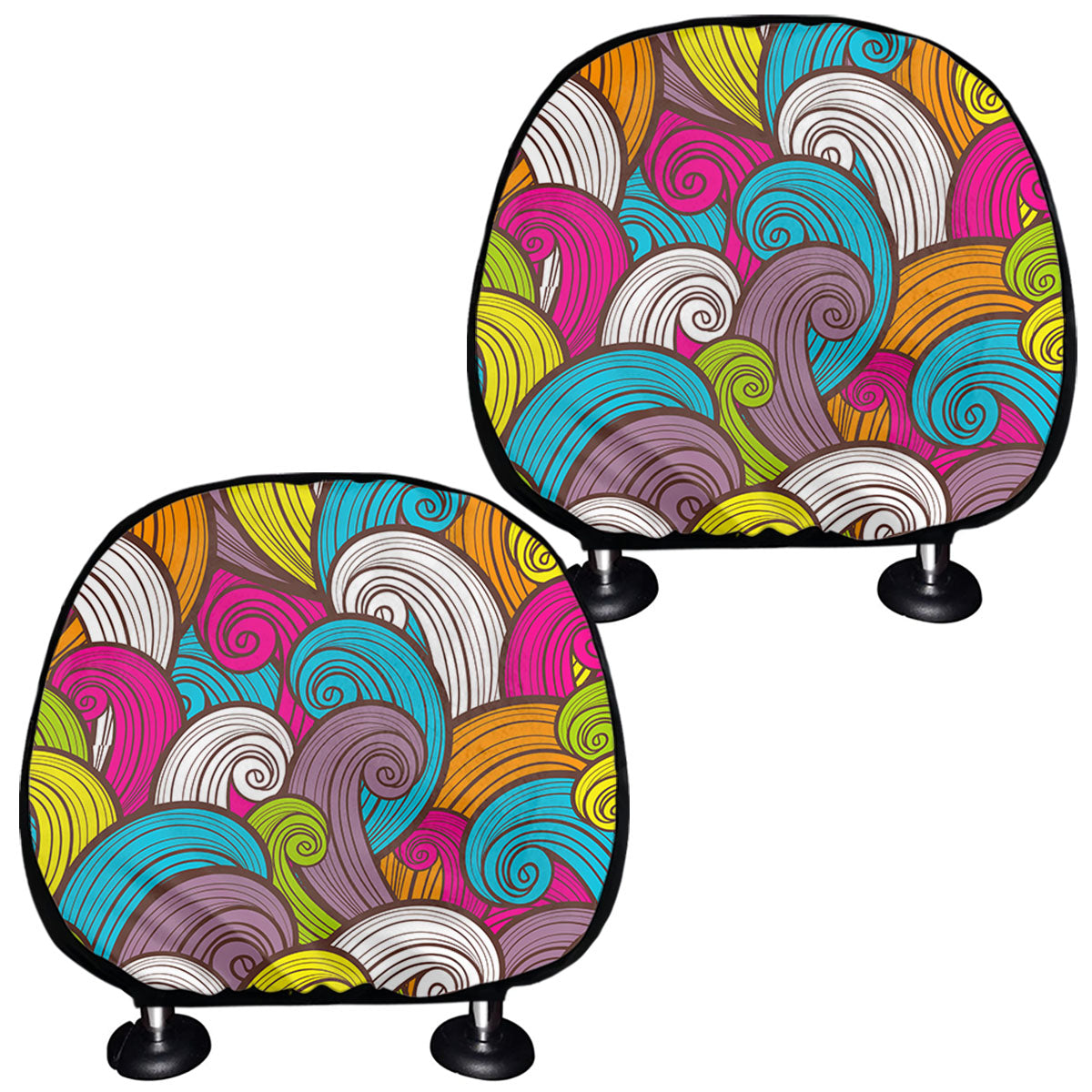 Colorful Surfing Wave Pattern Print Car Headrest Covers