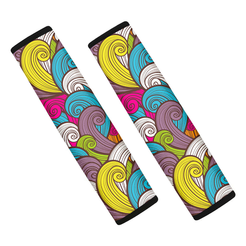 Colorful Surfing Wave Pattern Print Car Seat Belt Covers