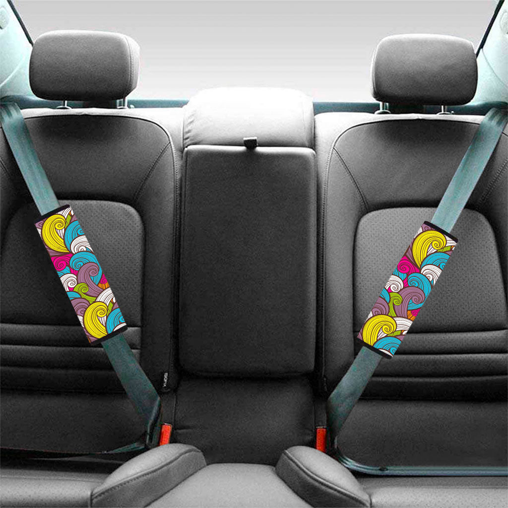 Colorful Surfing Wave Pattern Print Car Seat Belt Covers