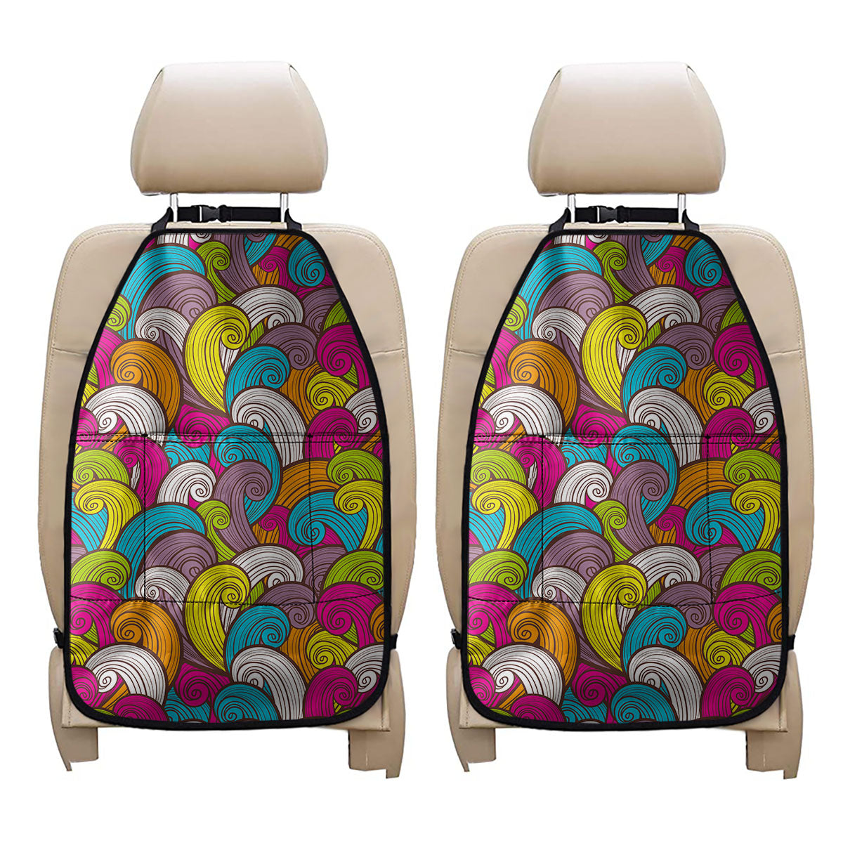 Colorful Surfing Wave Pattern Print Car Seat Organizers