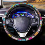 Colorful Surfing Wave Pattern Print Car Steering Wheel Cover