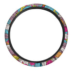 Colorful Surfing Wave Pattern Print Car Steering Wheel Cover