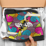 Colorful Surfing Wave Pattern Print Comfy Boots GearFrost