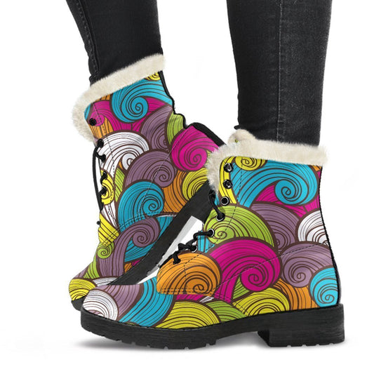 Colorful Surfing Wave Pattern Print Comfy Boots GearFrost