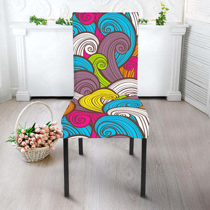 Colorful Surfing Wave Pattern Print Dining Chair Slipcover