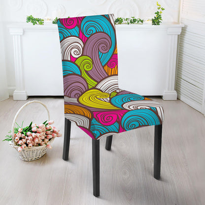 Colorful Surfing Wave Pattern Print Dining Chair Slipcover