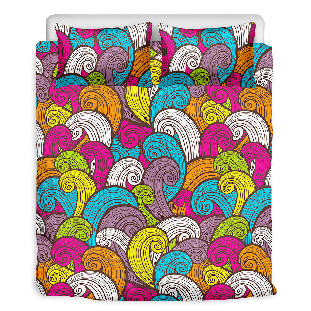 Colorful Surfing Wave Pattern Print Duvet Cover Bedding Set