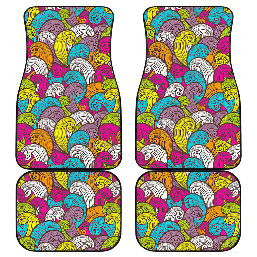 Colorful Surfing Wave Pattern Print Front and Back Car Floor Mats