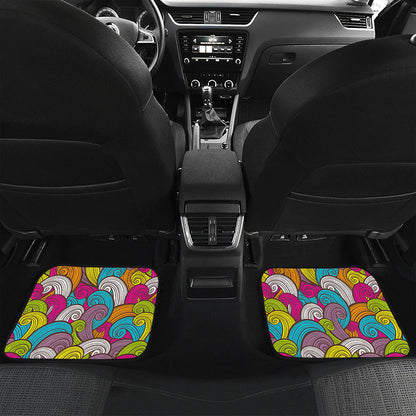 Colorful Surfing Wave Pattern Print Front and Back Car Floor Mats