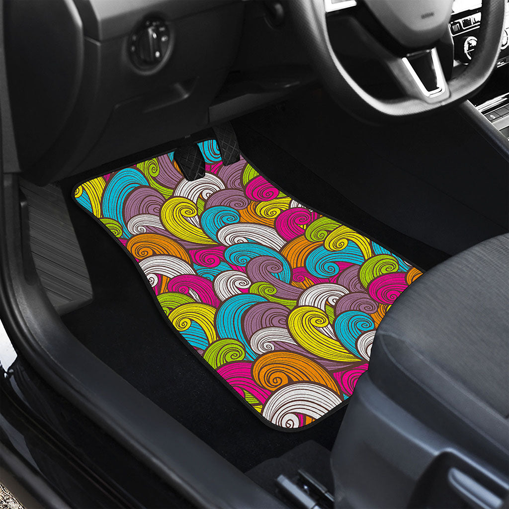 Colorful Surfing Wave Pattern Print Front and Back Car Floor Mats