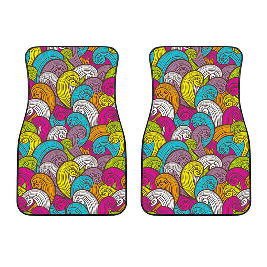 Colorful Surfing Wave Pattern Print Front Car Floor Mats