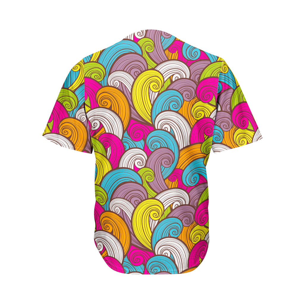 Colorful Surfing Wave Pattern Print Men's Baseball Jersey
