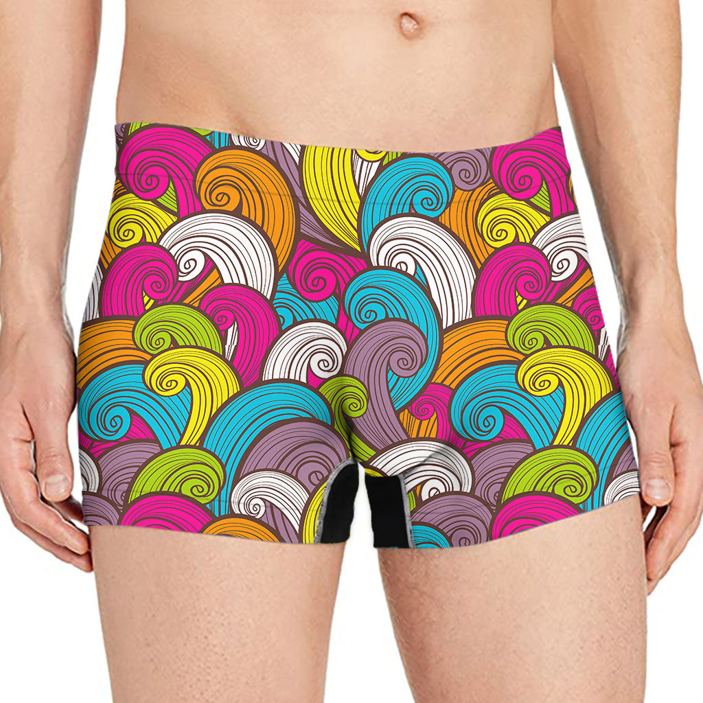 Colorful Surfing Wave Pattern Print Men's Boxer Briefs