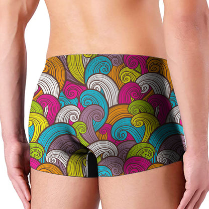 Colorful Surfing Wave Pattern Print Men's Boxer Briefs