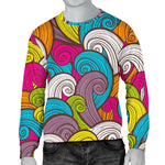 Colorful Surfing Wave Pattern Print Men's Crewneck Sweatshirt GearFrost