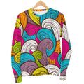 Colorful Surfing Wave Pattern Print Men's Crewneck Sweatshirt