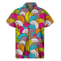 Colorful Surfing Wave Pattern Print Men's Short Sleeve Shirt