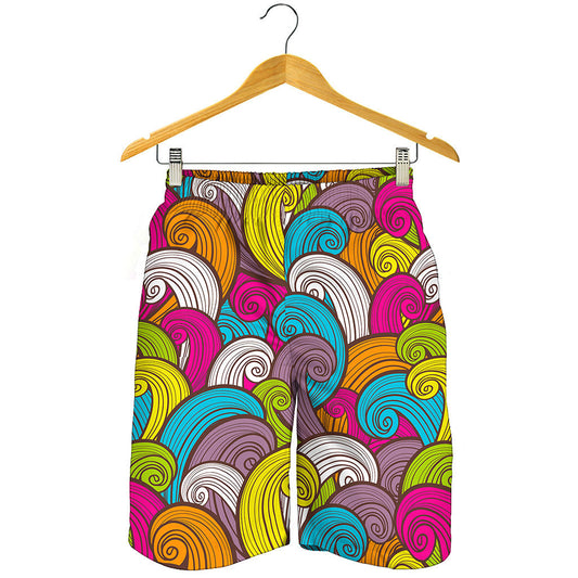 Colorful Surfing Wave Pattern Print Men's Shorts