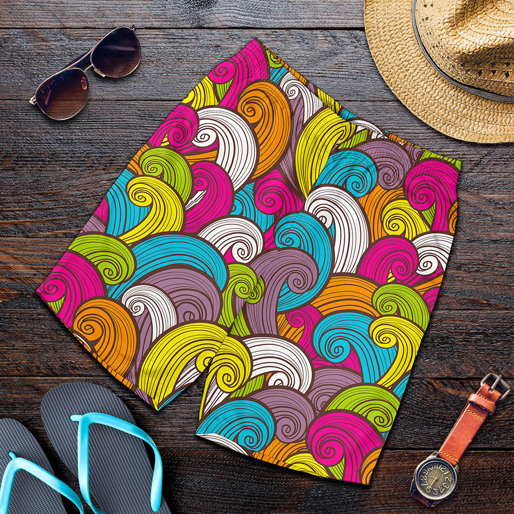 Colorful Surfing Wave Pattern Print Men's Shorts