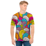 Colorful Surfing Wave Pattern Print Men's T-Shirt