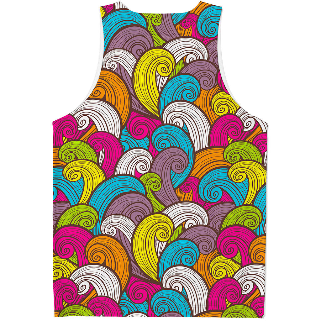 Colorful Surfing Wave Pattern Print Men's Tank Top