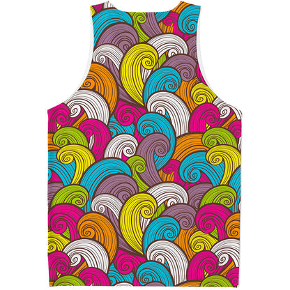 Colorful Surfing Wave Pattern Print Men's Tank Top
