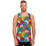 Colorful Surfing Wave Pattern Print Men's Tank Top