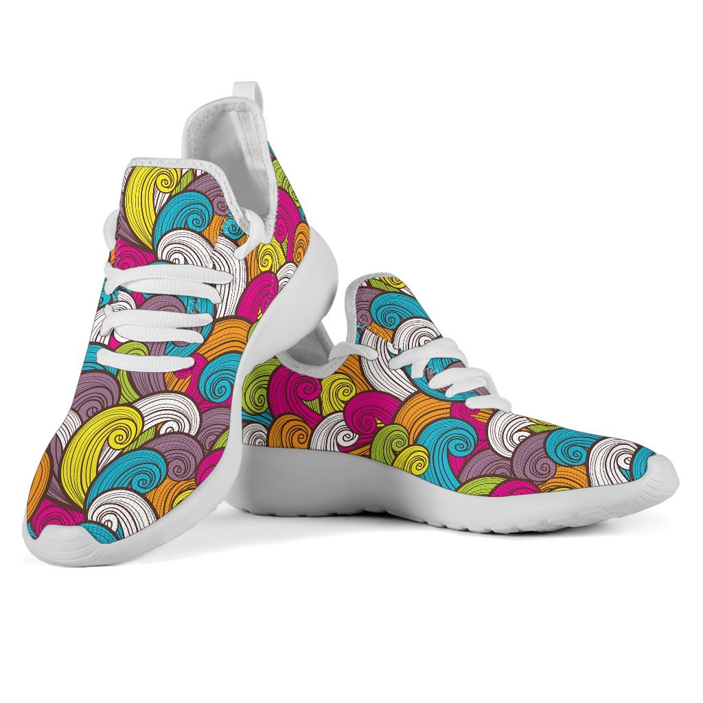 Colorful Surfing Wave Pattern Print Mesh Knit Shoes GearFrost