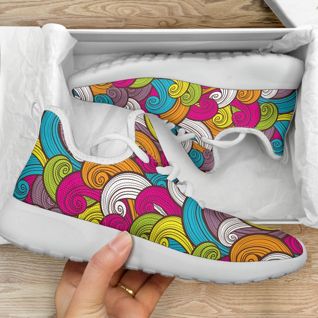 Colorful Surfing Wave Pattern Print Mesh Knit Shoes GearFrost