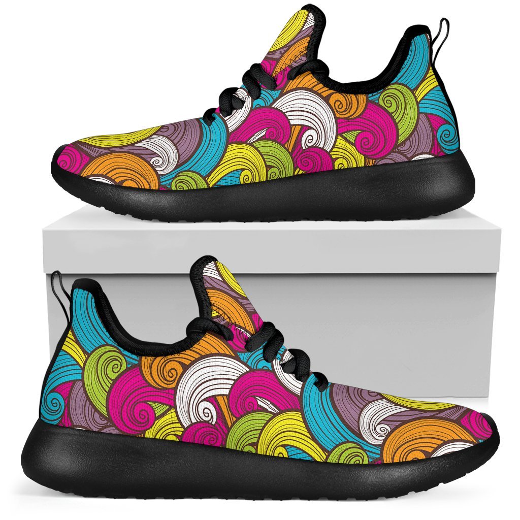 Colorful Surfing Wave Pattern Print Mesh Knit Shoes GearFrost
