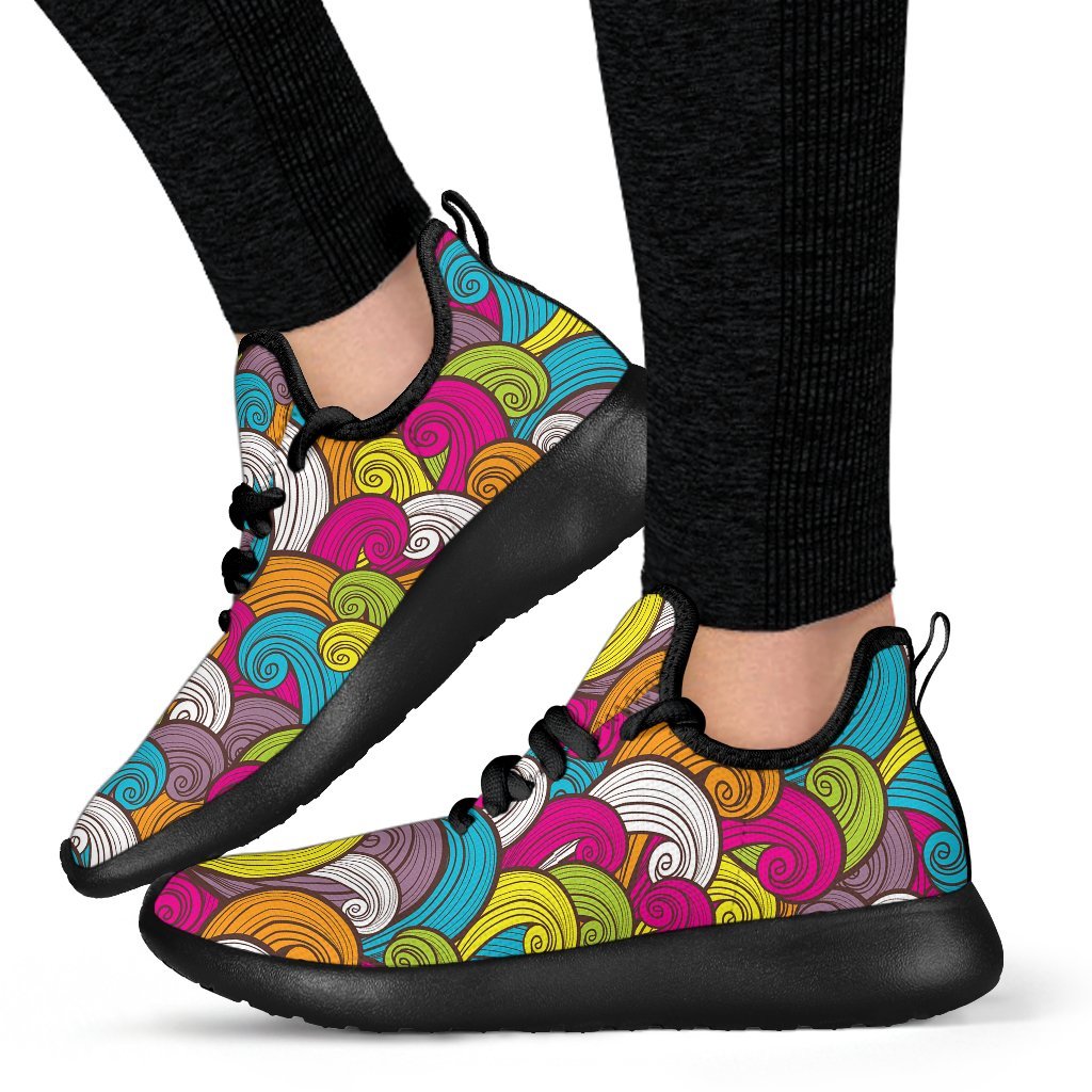 Colorful Surfing Wave Pattern Print Mesh Knit Shoes GearFrost