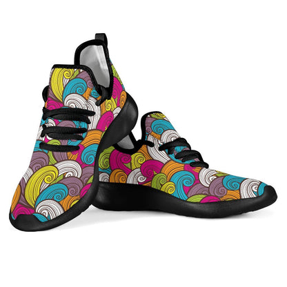 Colorful Surfing Wave Pattern Print Mesh Knit Shoes GearFrost