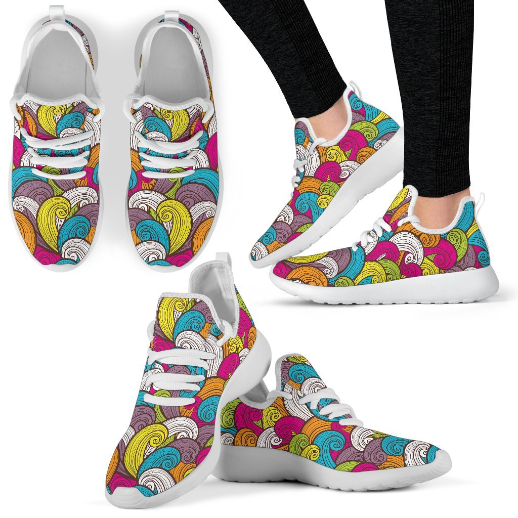 Colorful Surfing Wave Pattern Print Mesh Knit Shoes GearFrost