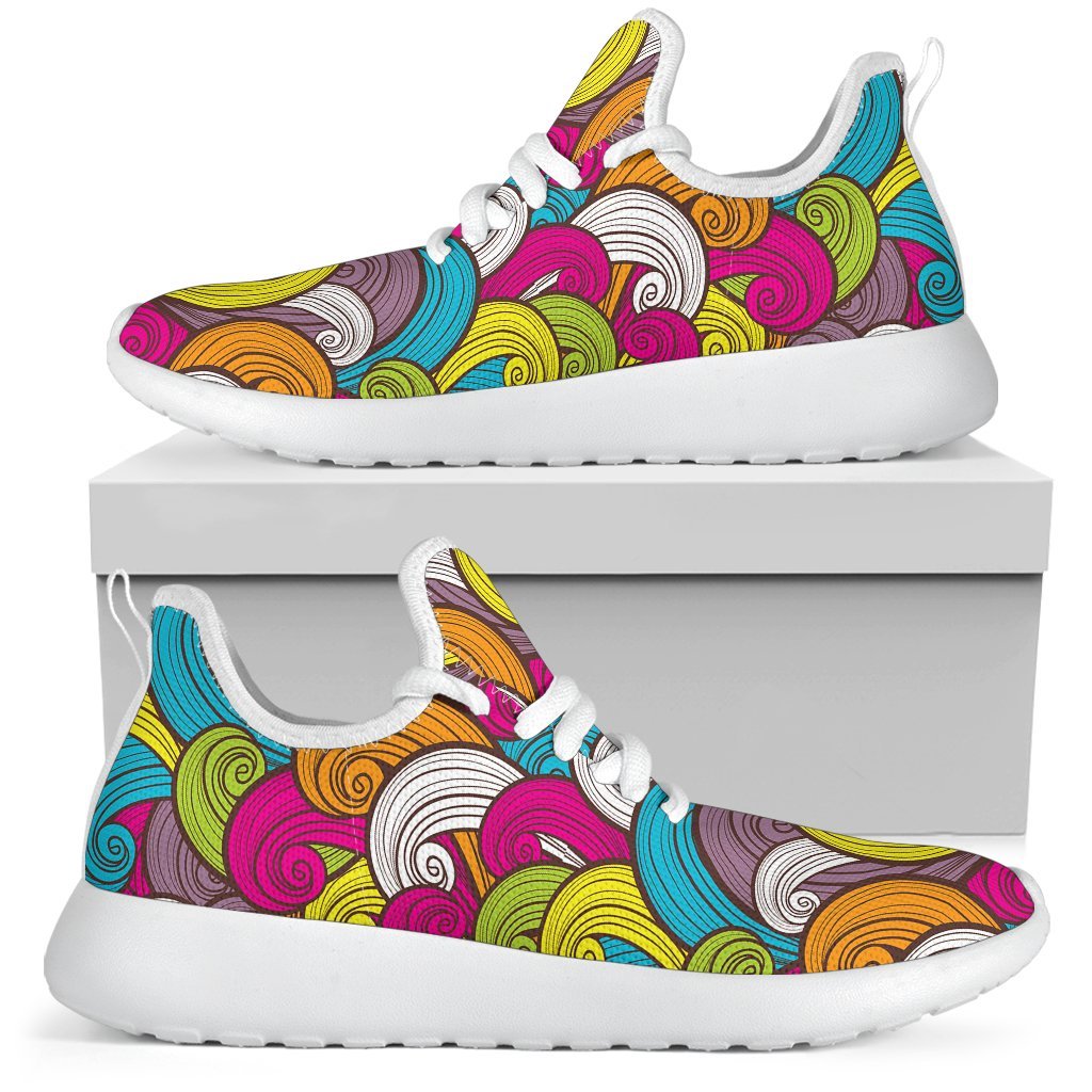 Colorful Surfing Wave Pattern Print Mesh Knit Shoes GearFrost