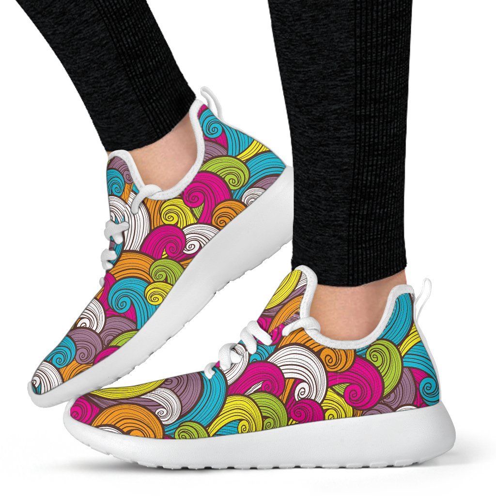 Colorful Surfing Wave Pattern Print Mesh Knit Shoes GearFrost