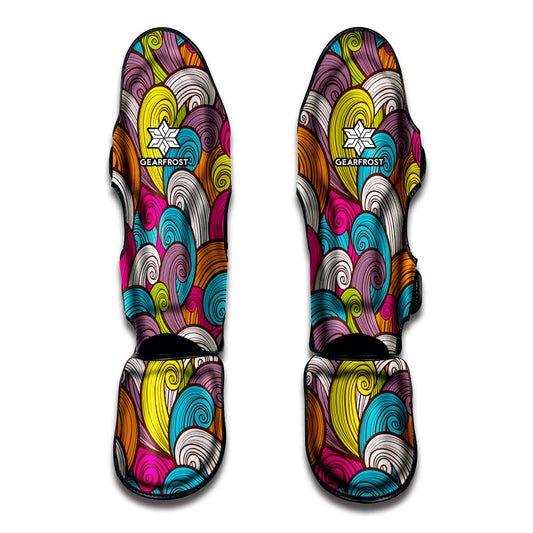 Colorful Surfing Wave Pattern Print Muay Thai Shin Guard