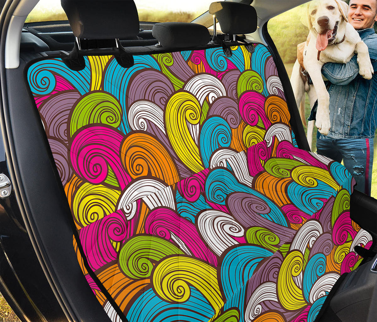 Colorful Surfing Wave Pattern Print Pet Car Back Seat Cover