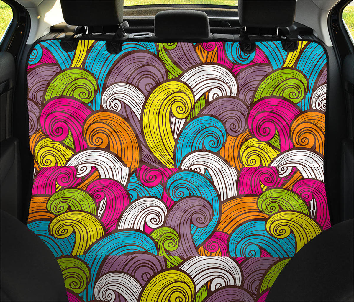 Colorful Surfing Wave Pattern Print Pet Car Back Seat Cover