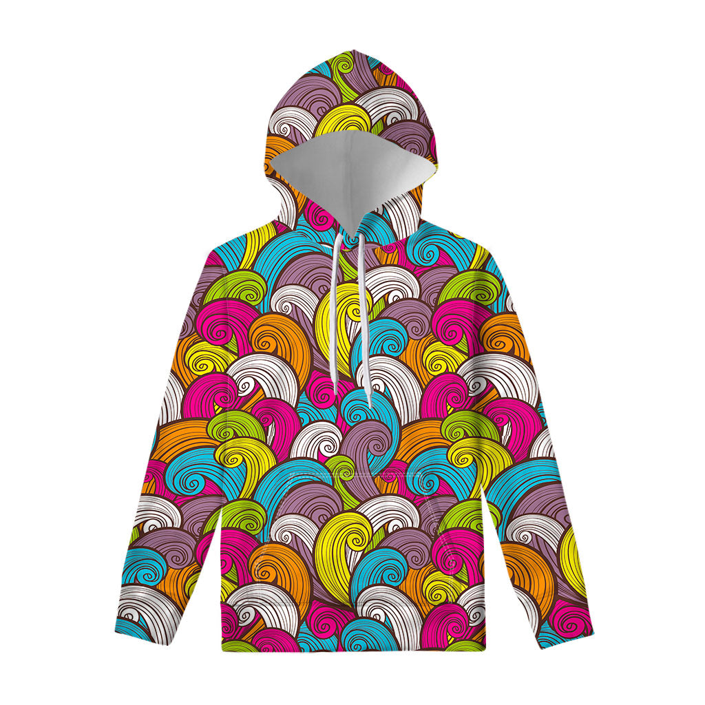 Colorful Surfing Wave Pattern Print Pullover Hoodie