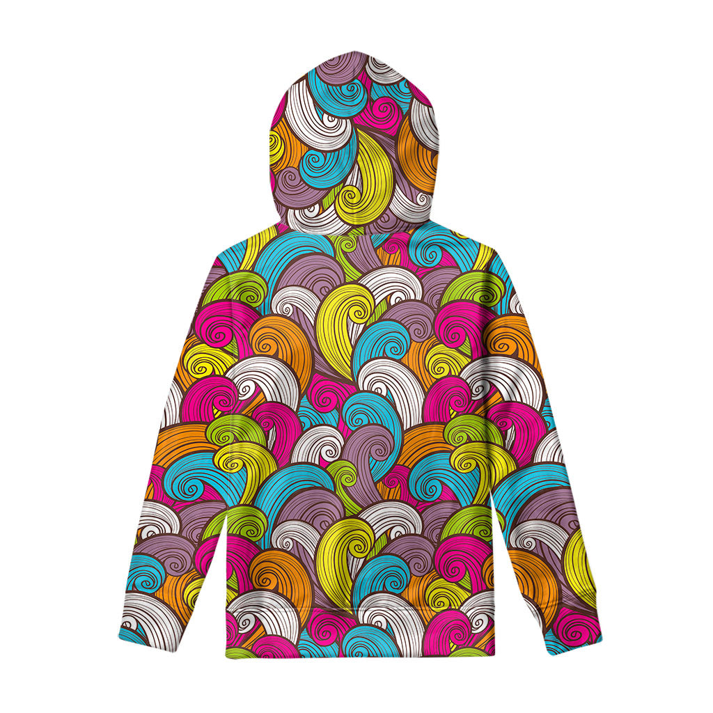 Colorful Surfing Wave Pattern Print Pullover Hoodie