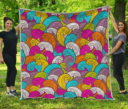 Colorful Surfing Wave Pattern Print Quilt