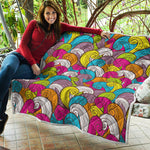 Colorful Surfing Wave Pattern Print Quilt