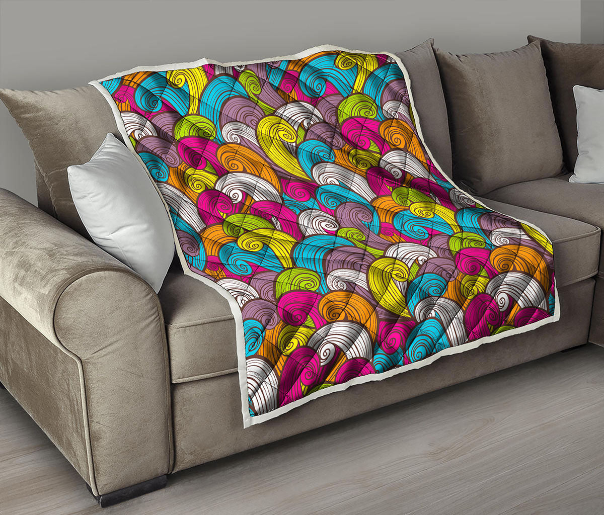 Colorful Surfing Wave Pattern Print Quilt