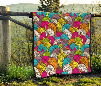 Colorful Surfing Wave Pattern Print Quilt