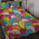 Colorful Surfing Wave Pattern Print Quilt Bed Set