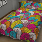 Colorful Surfing Wave Pattern Print Quilt Bed Set