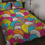 Colorful Surfing Wave Pattern Print Quilt Bed Set