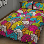 Colorful Surfing Wave Pattern Print Quilt Bed Set