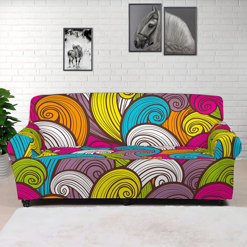 Colorful Surfing Wave Pattern Print Sofa Cover