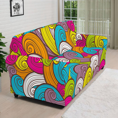 Colorful Surfing Wave Pattern Print Sofa Cover